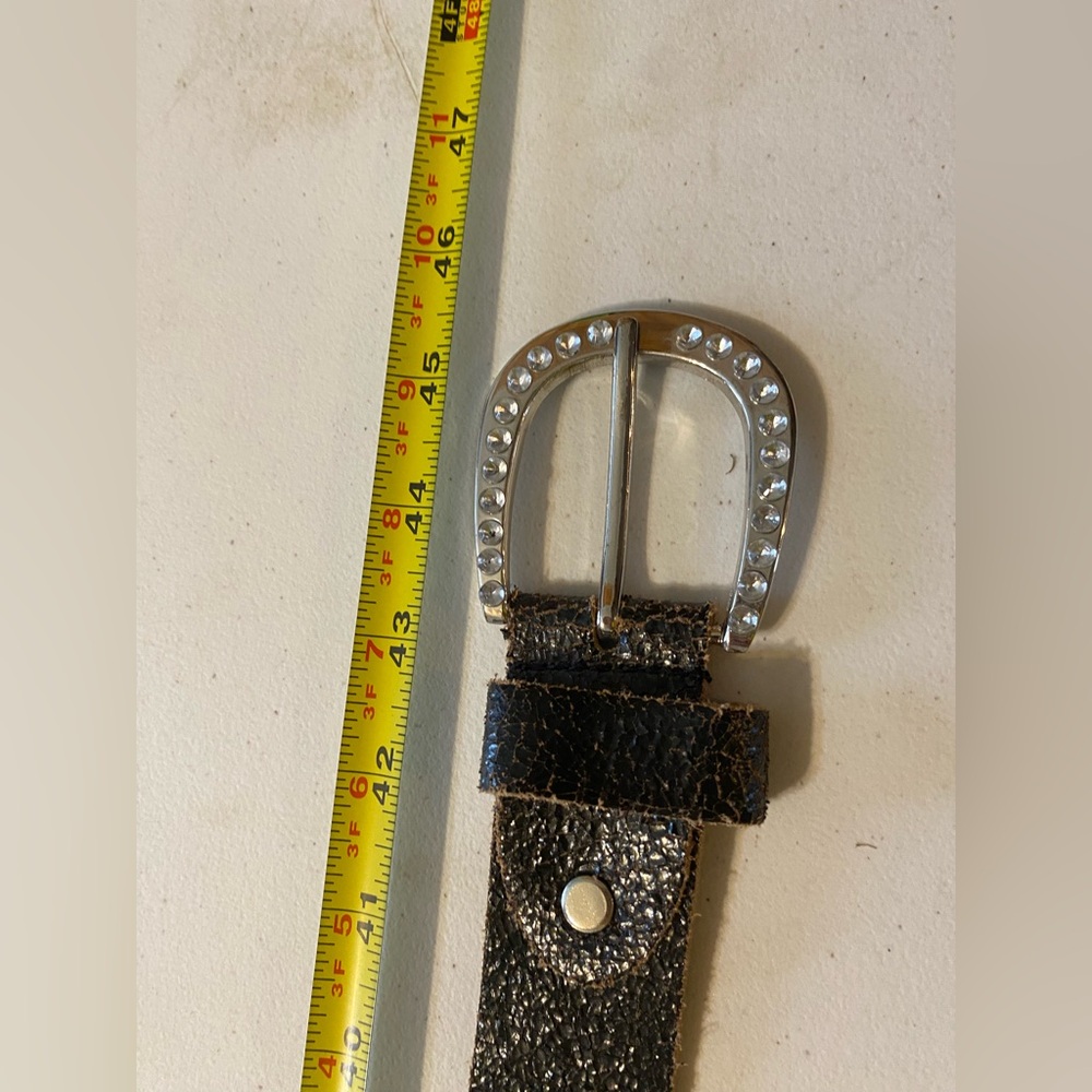 Black Leather Belt with Silver Buckle